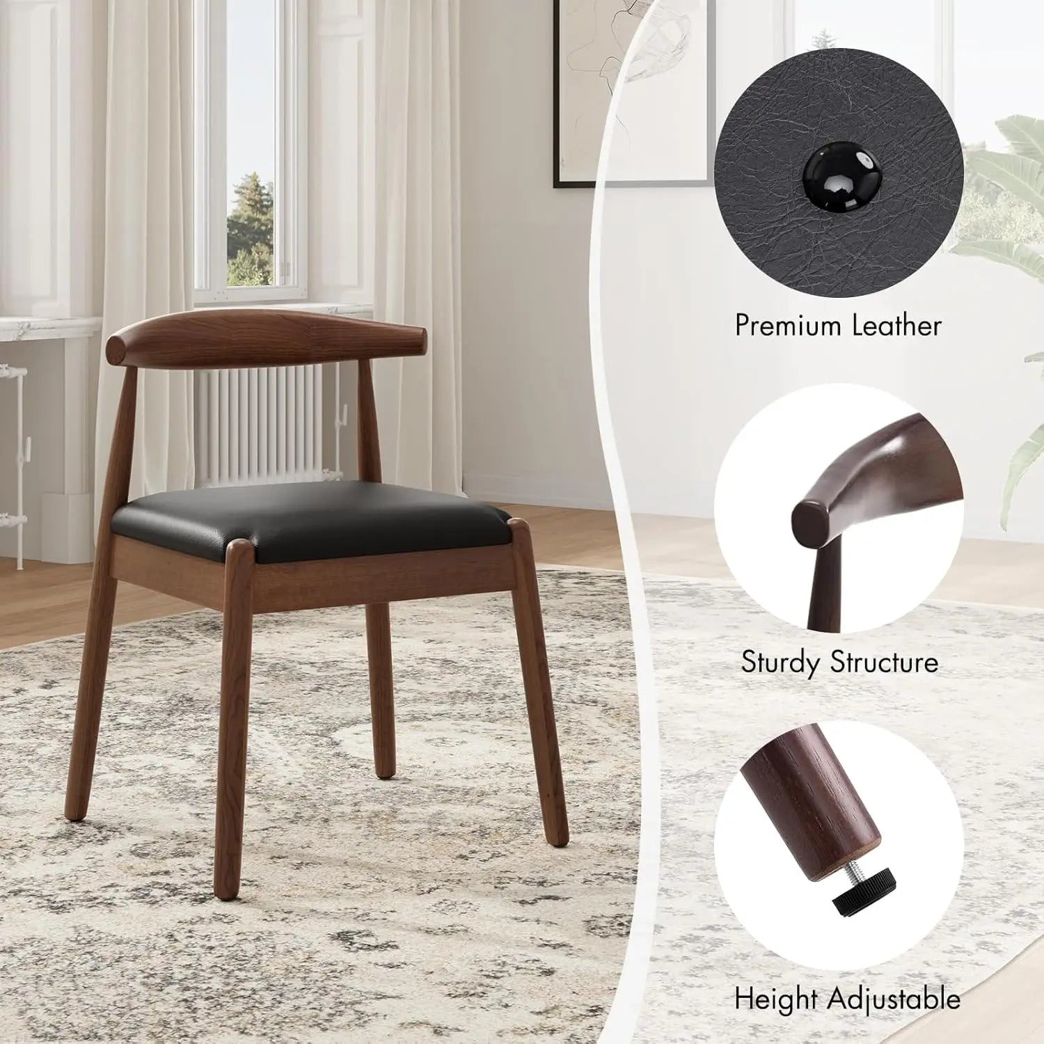 FARINI Dining Chairs Set Mid-Century Modern Solid Wood Legs