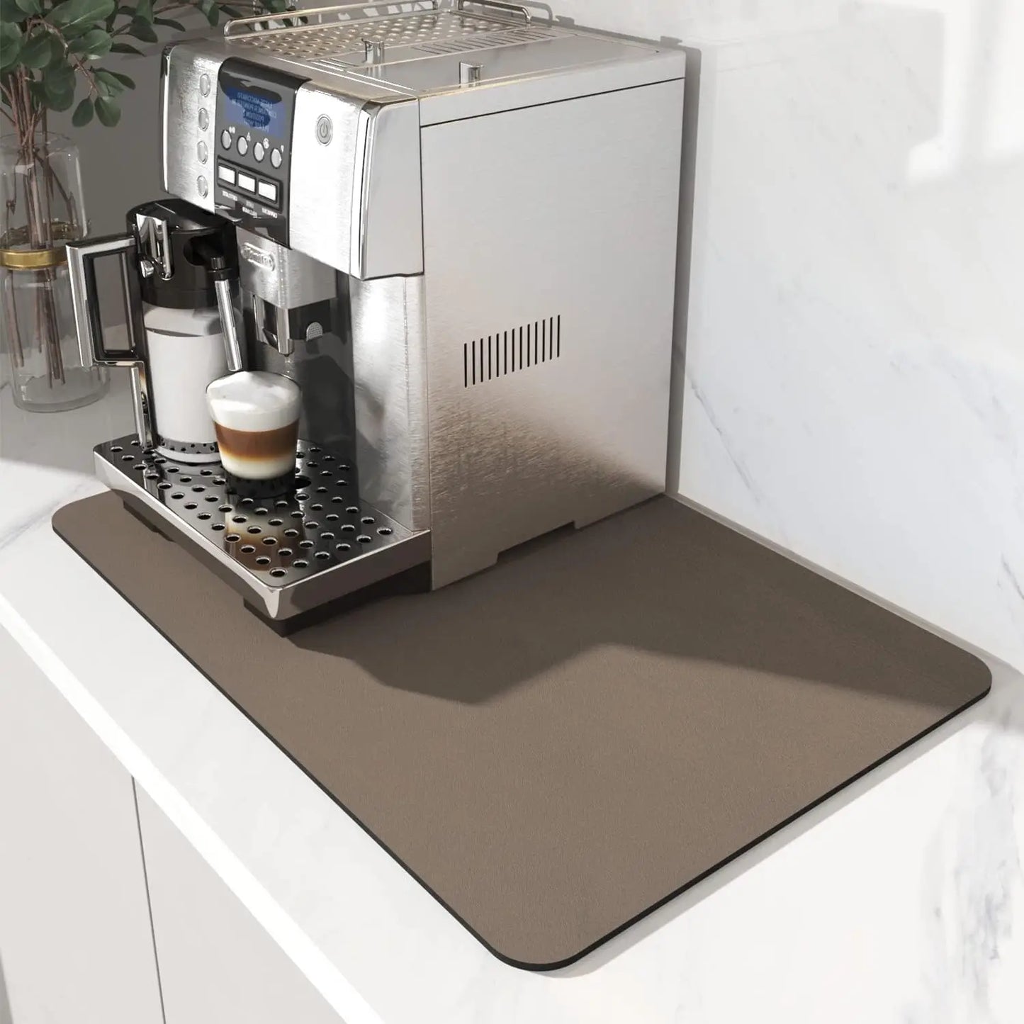 Water Absorbent Coffee Machine Mat With Rubber Backing