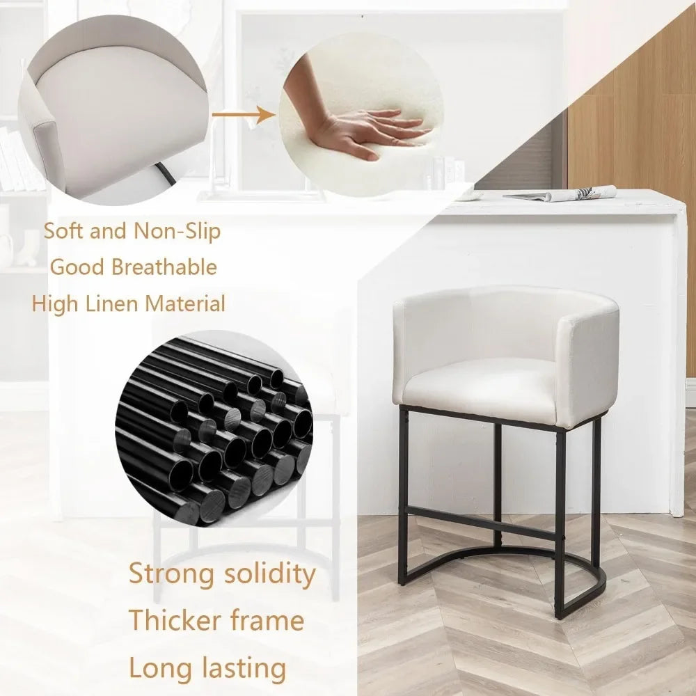 Set Of 3 Counter Height Bar Stools With Upholstered Back