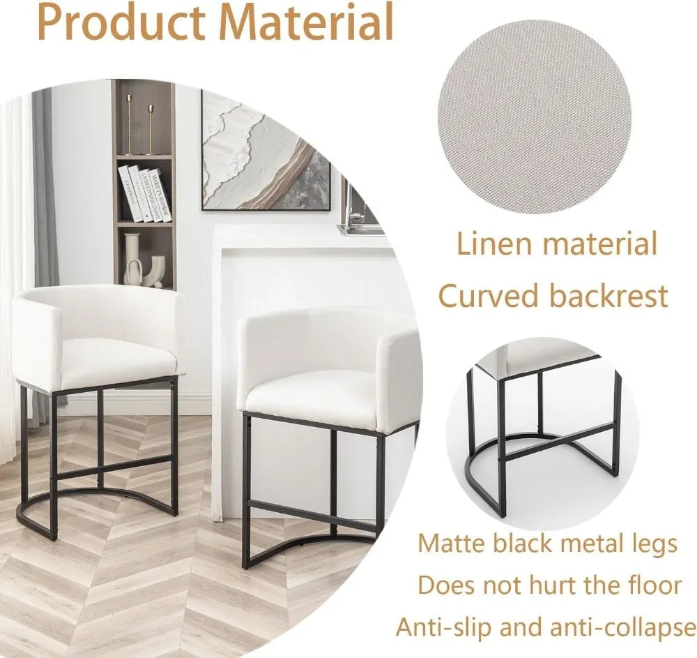 Set Of 3 Counter Height Bar Stools With Upholstered Back