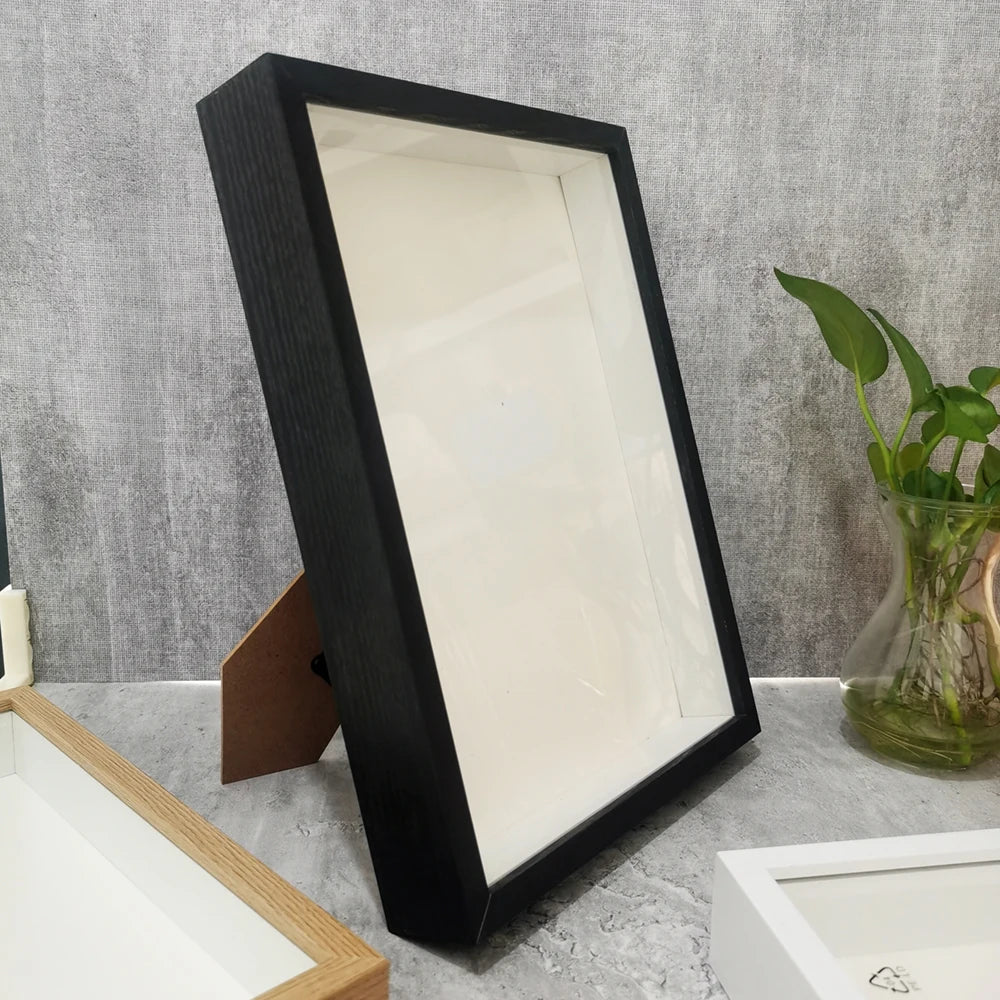 Wooden Shadow Box Frame For Displaying Three Dimensional Photos