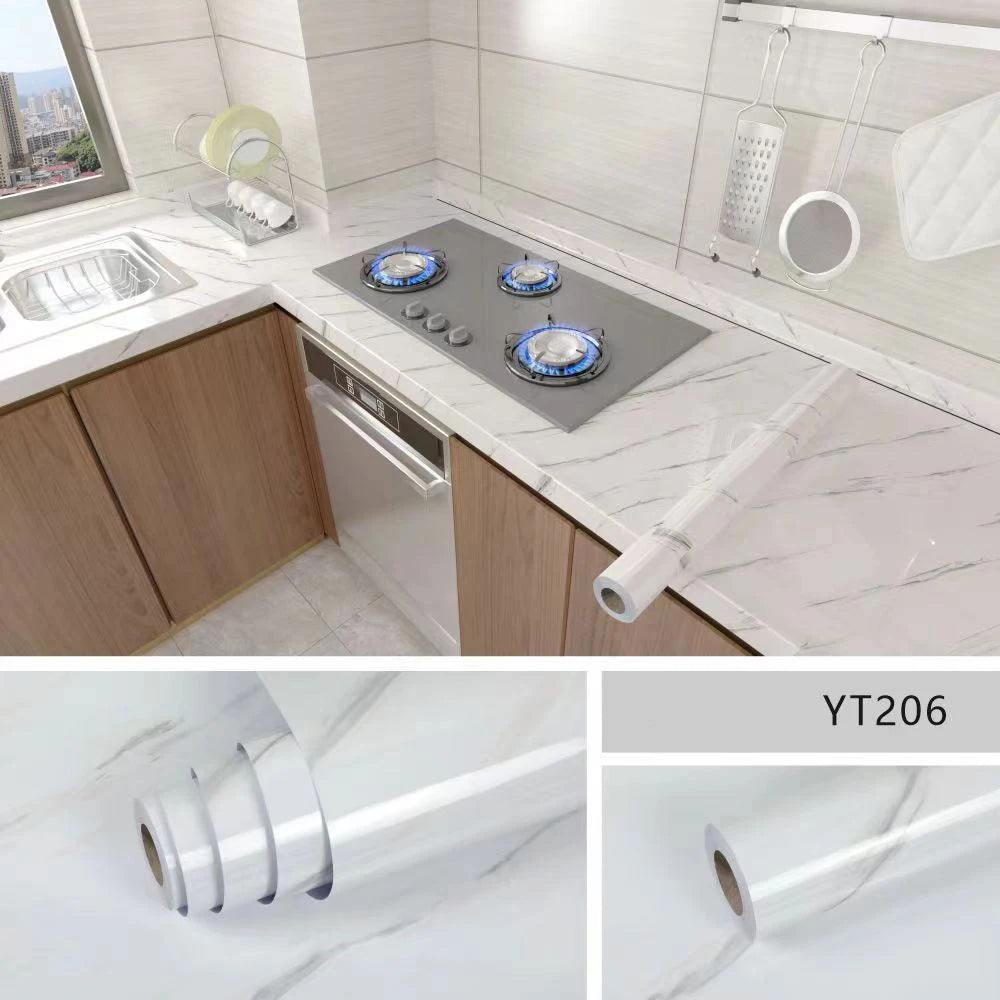 Marble Kitchen Peel and Stick PVC Wallpaper Film Countertops