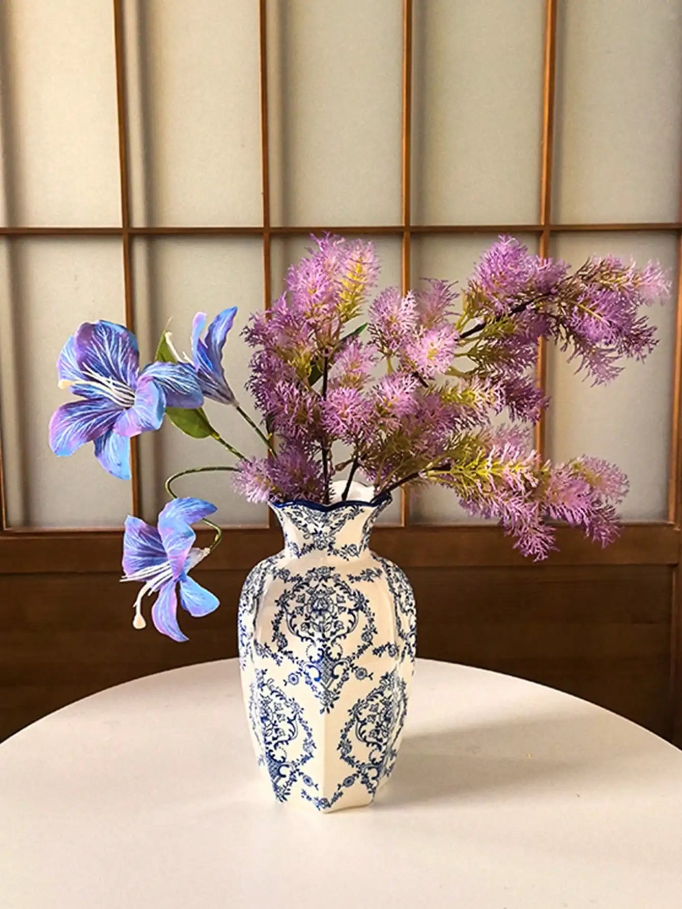 Porcelain Vase Chinese Retro Floral Decor Living Room Office