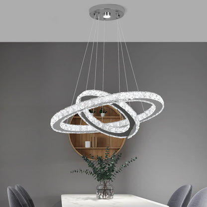 GreeLustr Modern Rings Led Pendant Light Crystal Chandelier