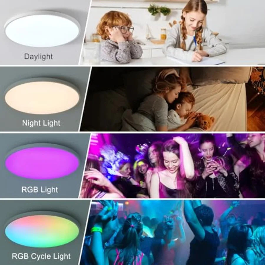 Smart Ceiling Light With Remote Control RGB Ambient Lighting