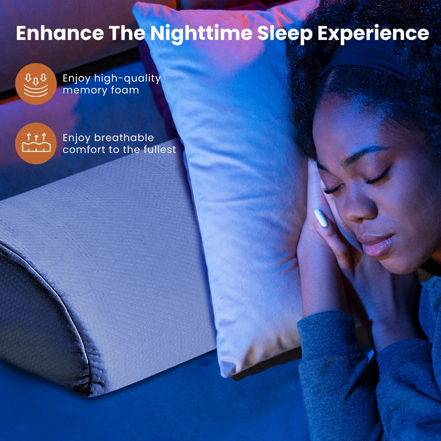 JHK Ergonomic Memory Foam Wedge Pillow With Cooling Cover