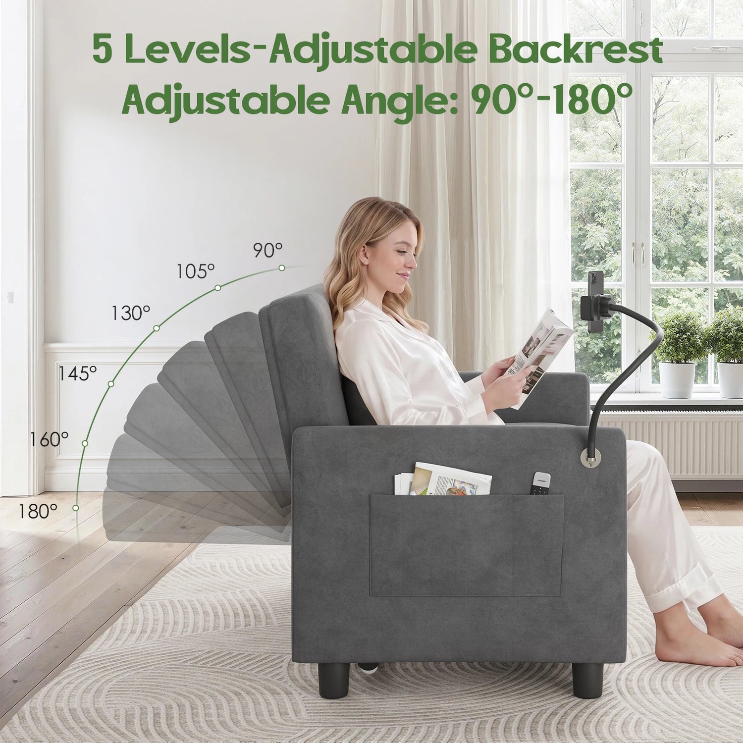 Someet Convertible Sleeper Chair Bed With USB Port