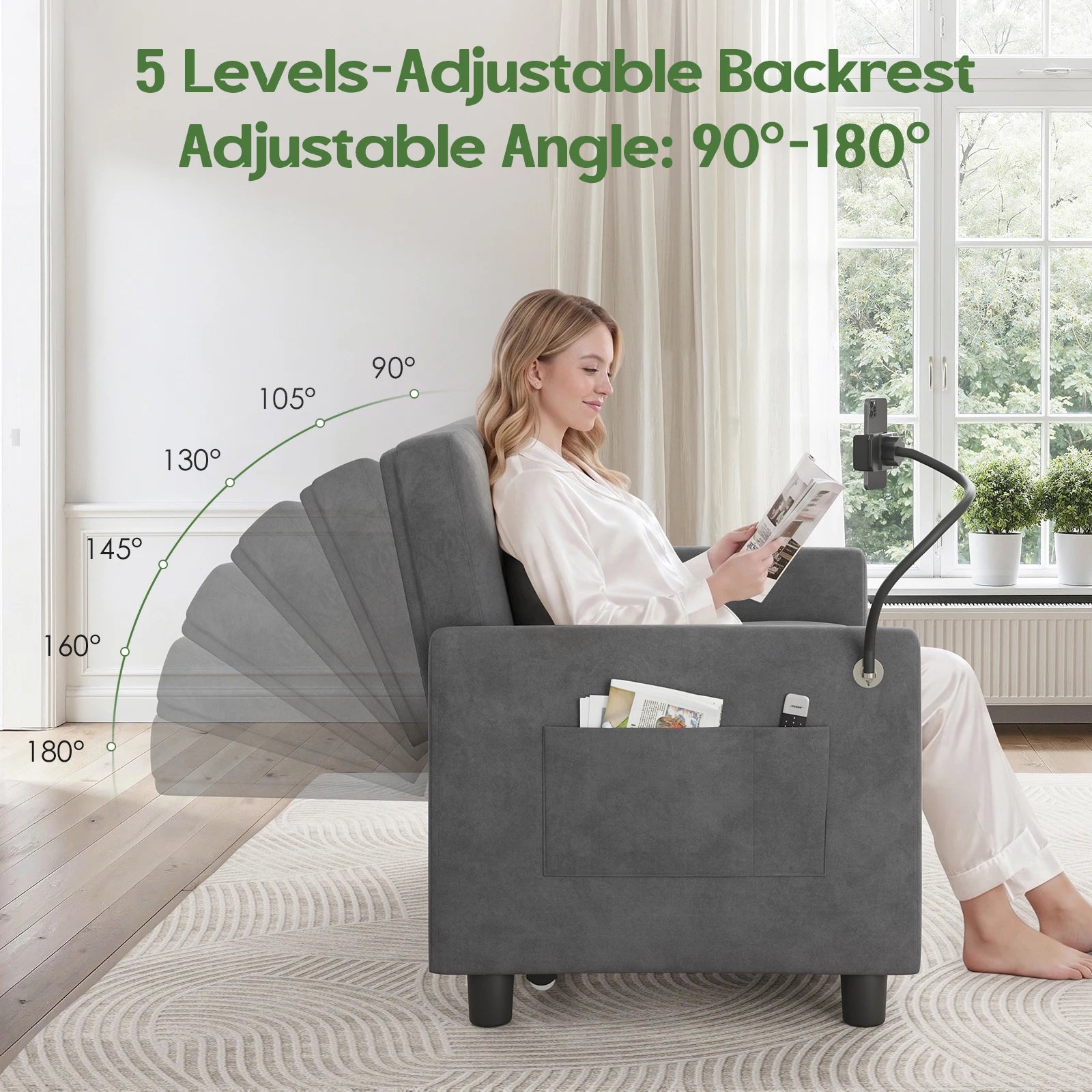 Someet Convertible Sleeper Chair Bed With USB Port