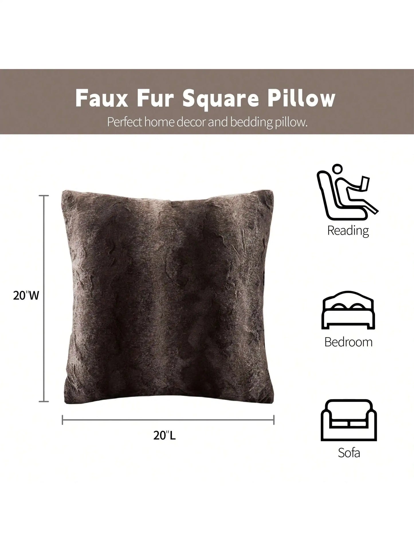 Zuri Faux Fur Animal Throw Pillow Luxury Square Decorative Pillow