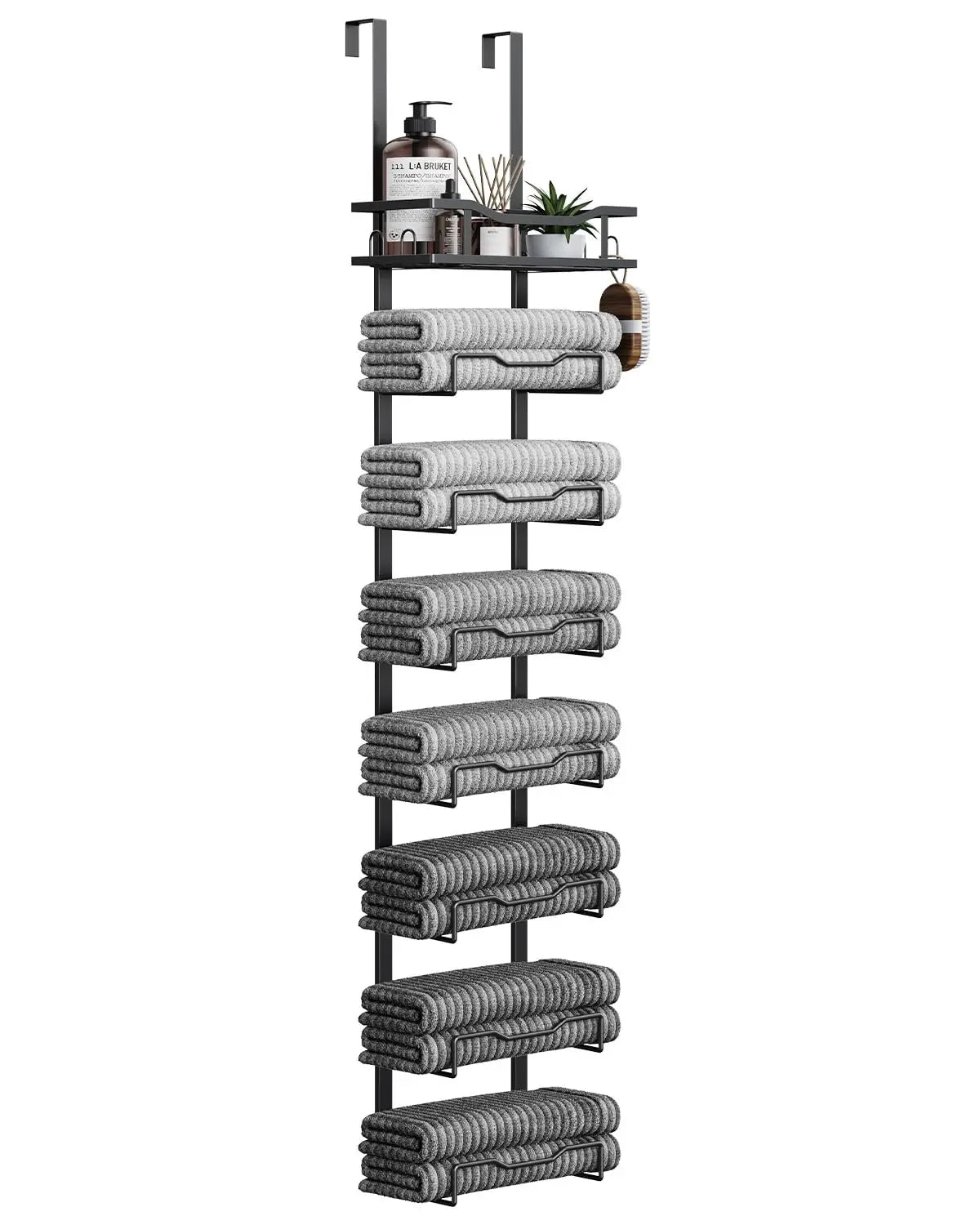 XIUWO 6 Tier Over Door Towel Rack No Drill Organizer