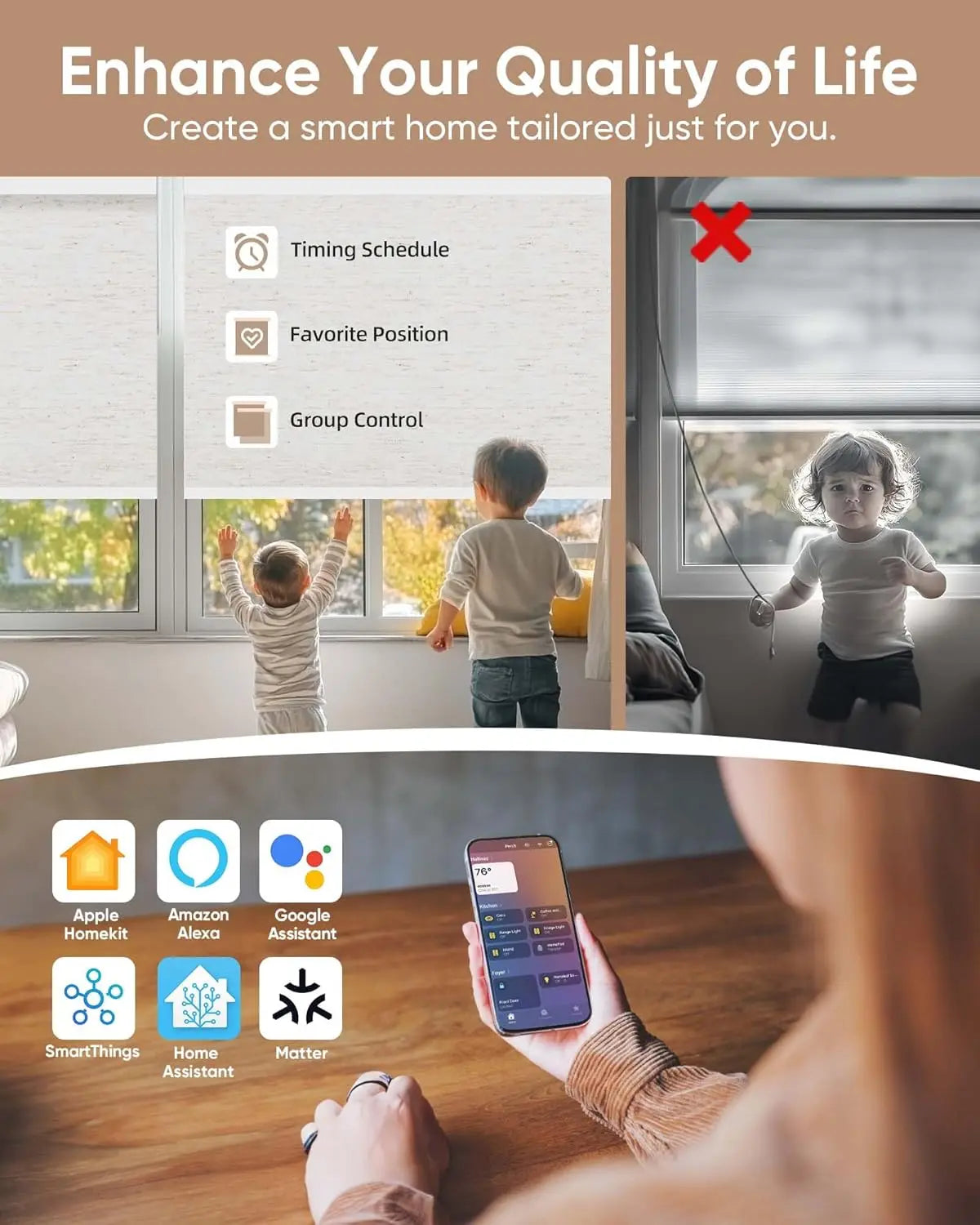 Motorized Blackout Blinds With Remote And Smart Home Control