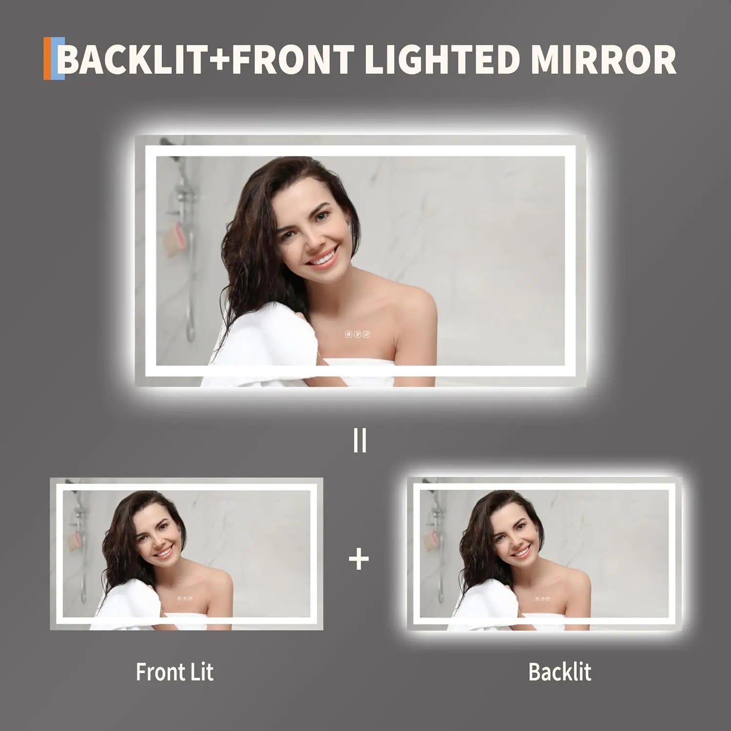TWISTER.CK LED Bathroom Mirror With Memory Anti Fog Dimmable