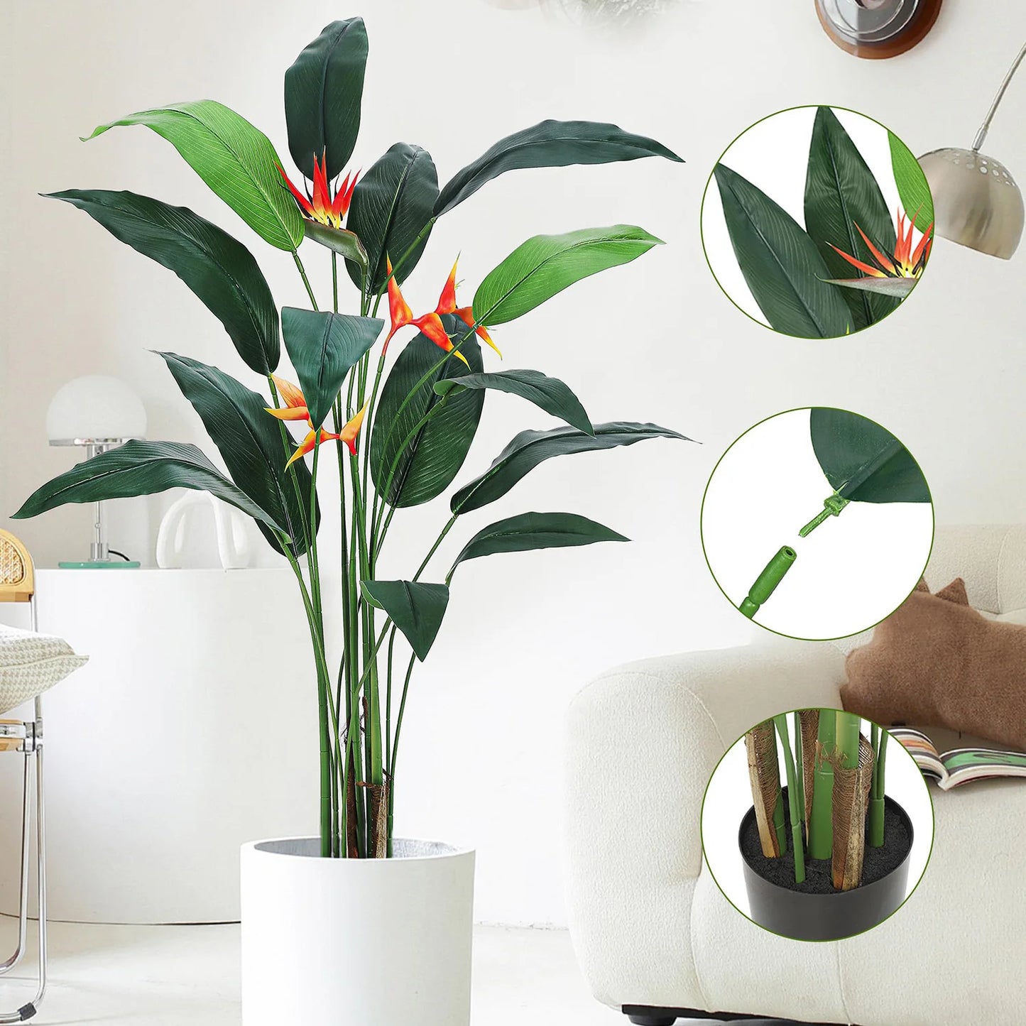 HiMISSCN Bird Of Paradise Artificial Plant 2-Piece Floor Decor
