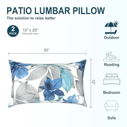 Pack Of Two Waterproof Rectangle Lumbar Pillow Covers