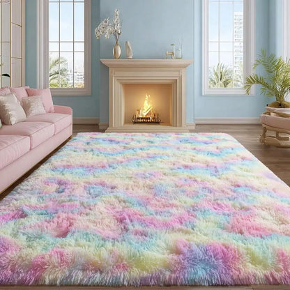Eluckya Plush Thick Long Pile Carpet Non Slip Area Rug