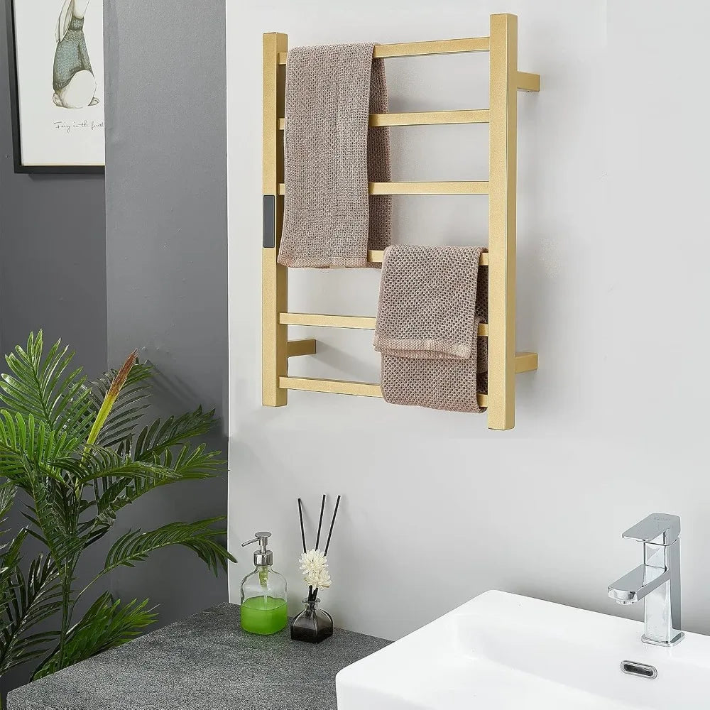 Stainless Steel Wall-Mount Towel Warmer With Six Bars