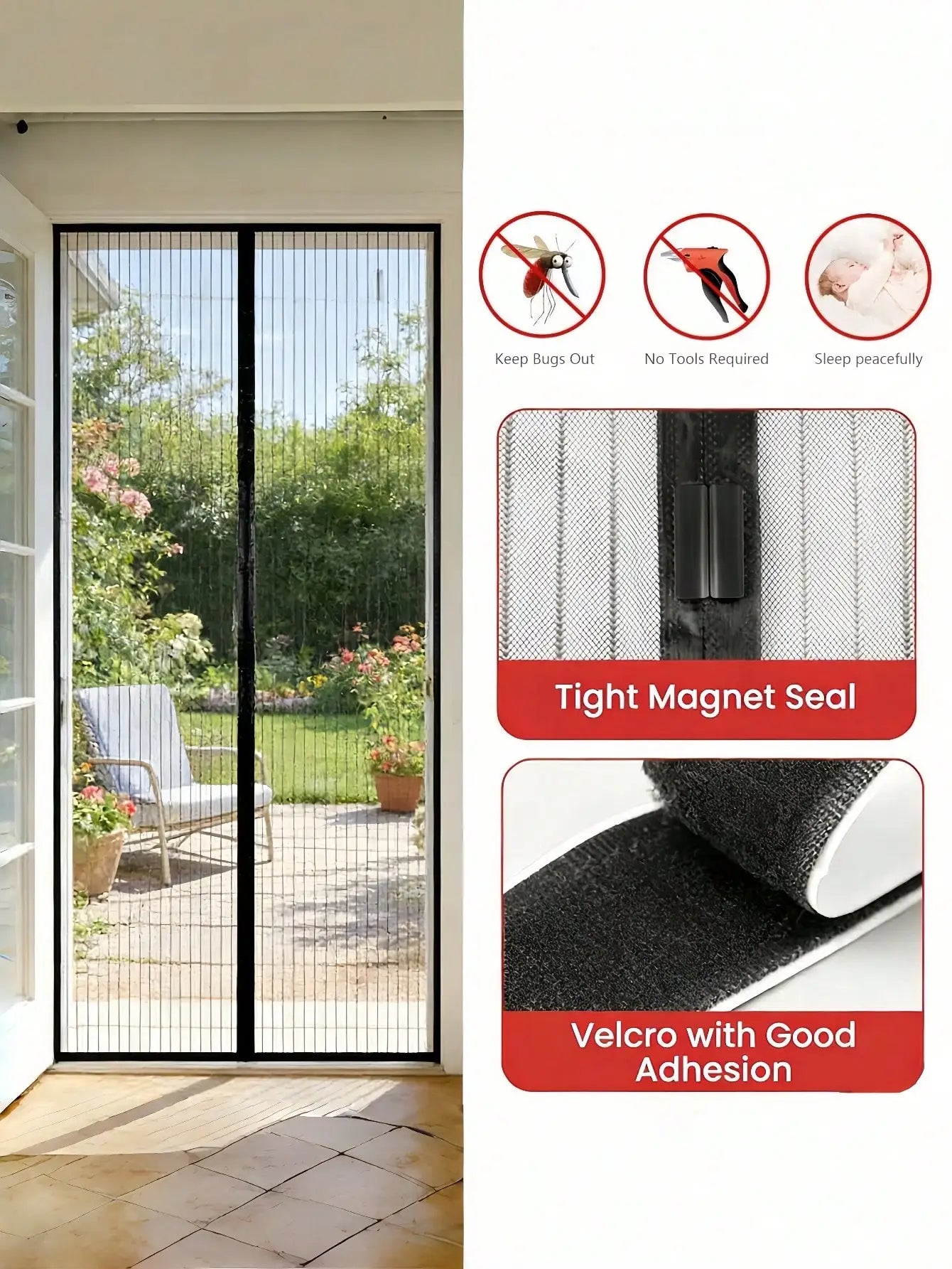 Summer Breathable Magnetic Mosquito Screen Door For Balcony Living Room