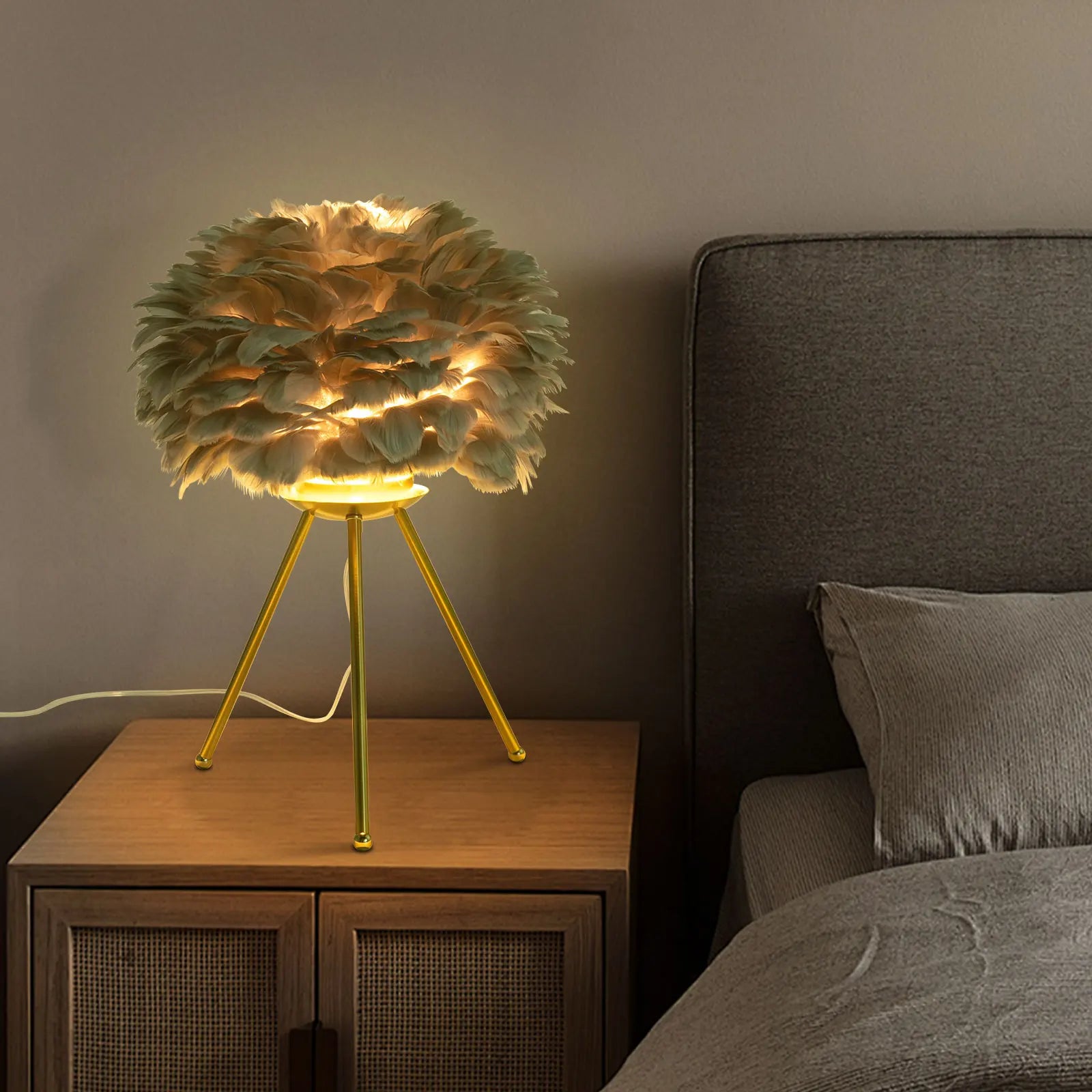 Feather Desk Lamp Tripod for Study and Living Spaces