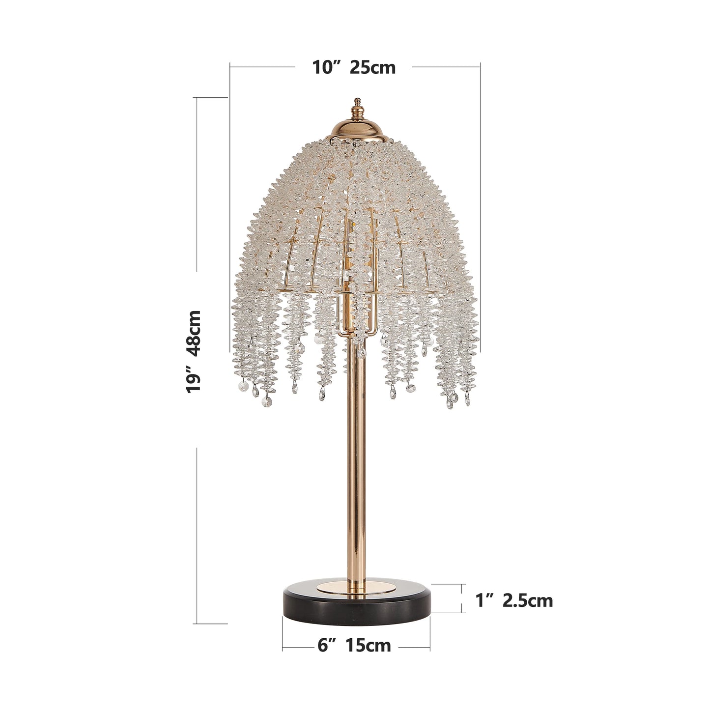 Elegant Crystal Table Lamp With Bead String Shade Elegance