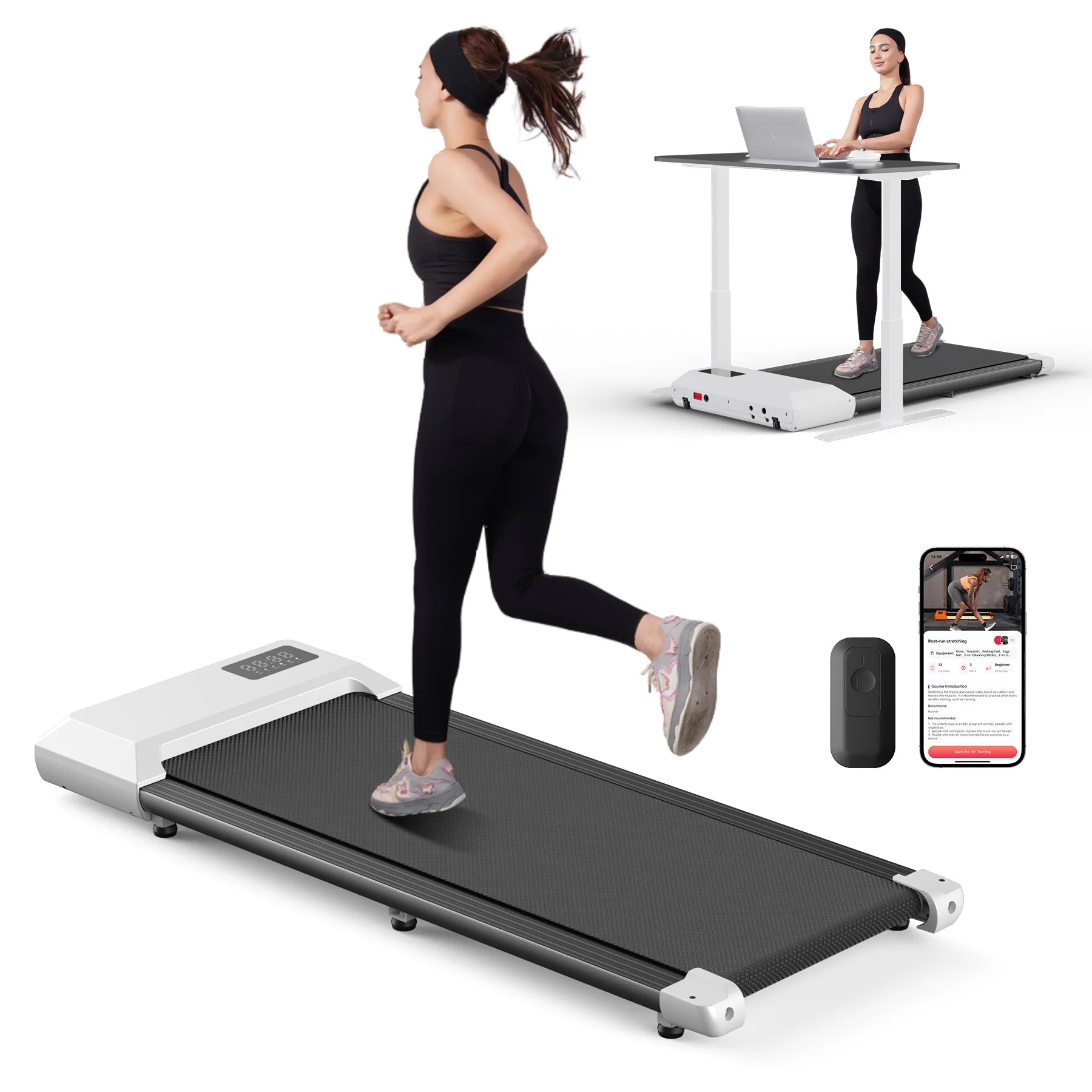 Superun 300lbs Capacity Treadmill 2.5HP 2in1 Walking Running Bluetooth LCD