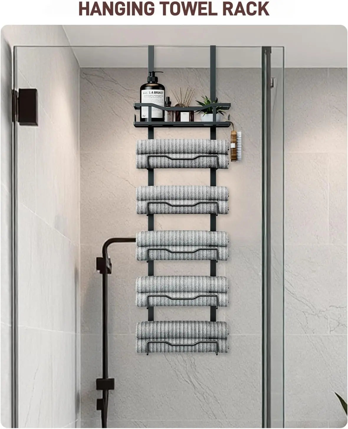 XIUWO 6 Tier Over Door Towel Rack No Drill Organizer