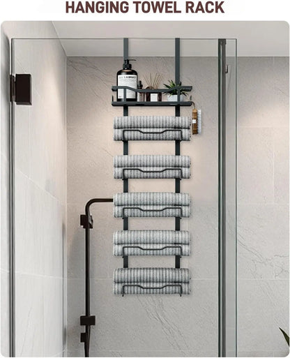 XIUWO 6 Tier Over Door Towel Rack No Drill Organizer