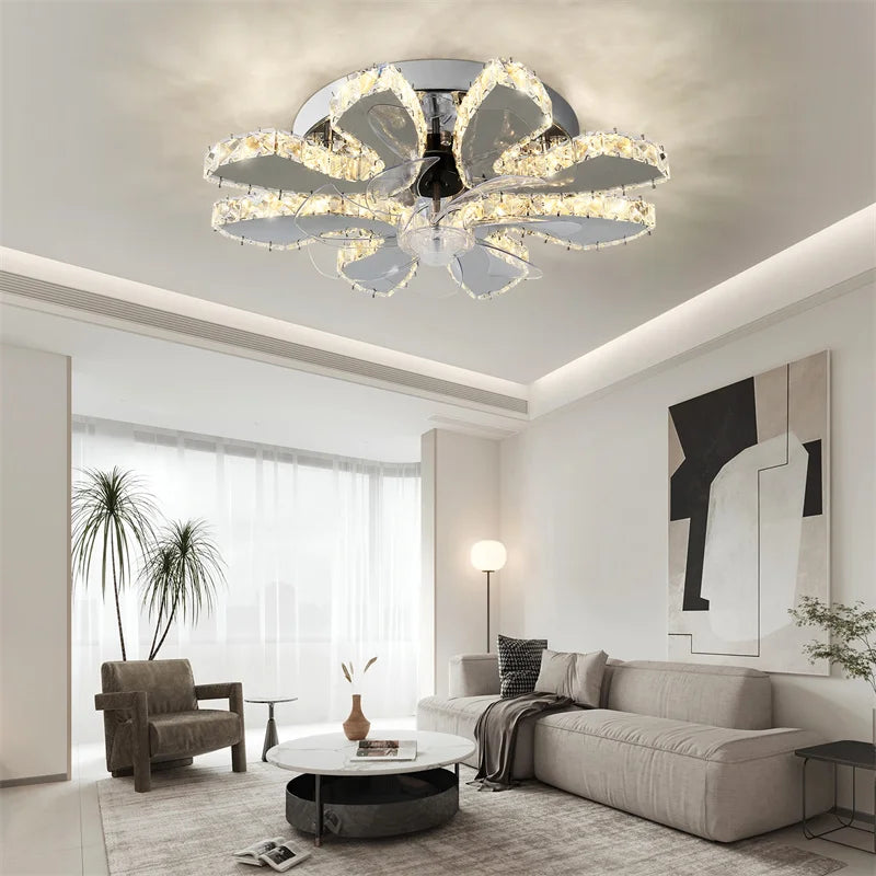 GreeLustr Remote Ceiling Fan Lamp Fandelier With 7 LED Heads