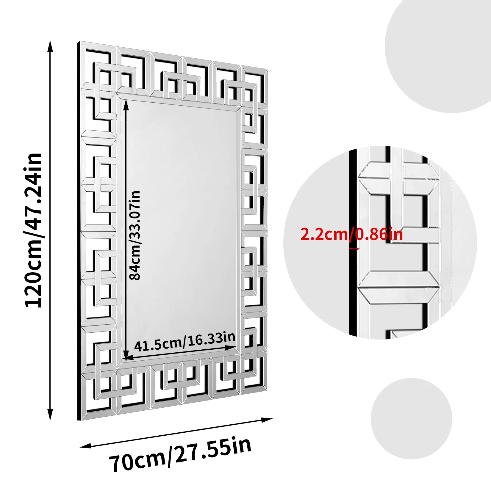 Venetian Art Mirror With Beveled Glass Edge For Living Room And Bathroom
