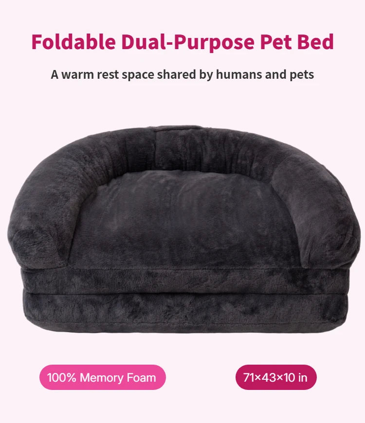 Dual-Use Large Pet Bed Foldable Cozy Cuddler For Pets