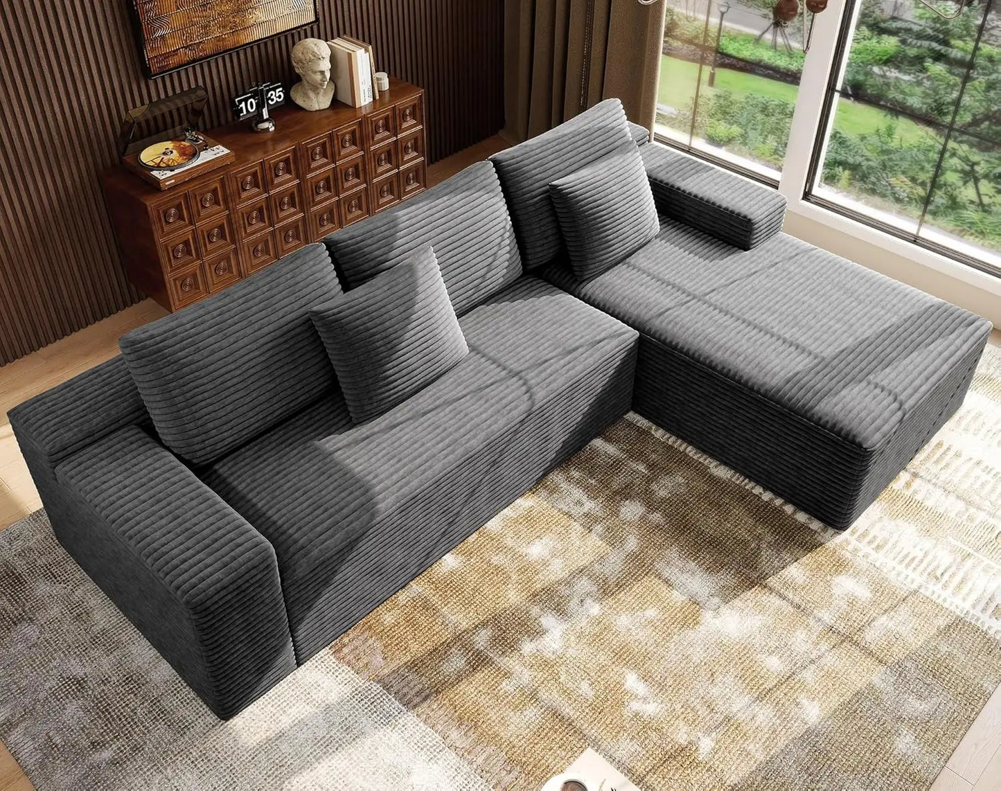 Modular L Shape Sectional Sofa With Deep Seats