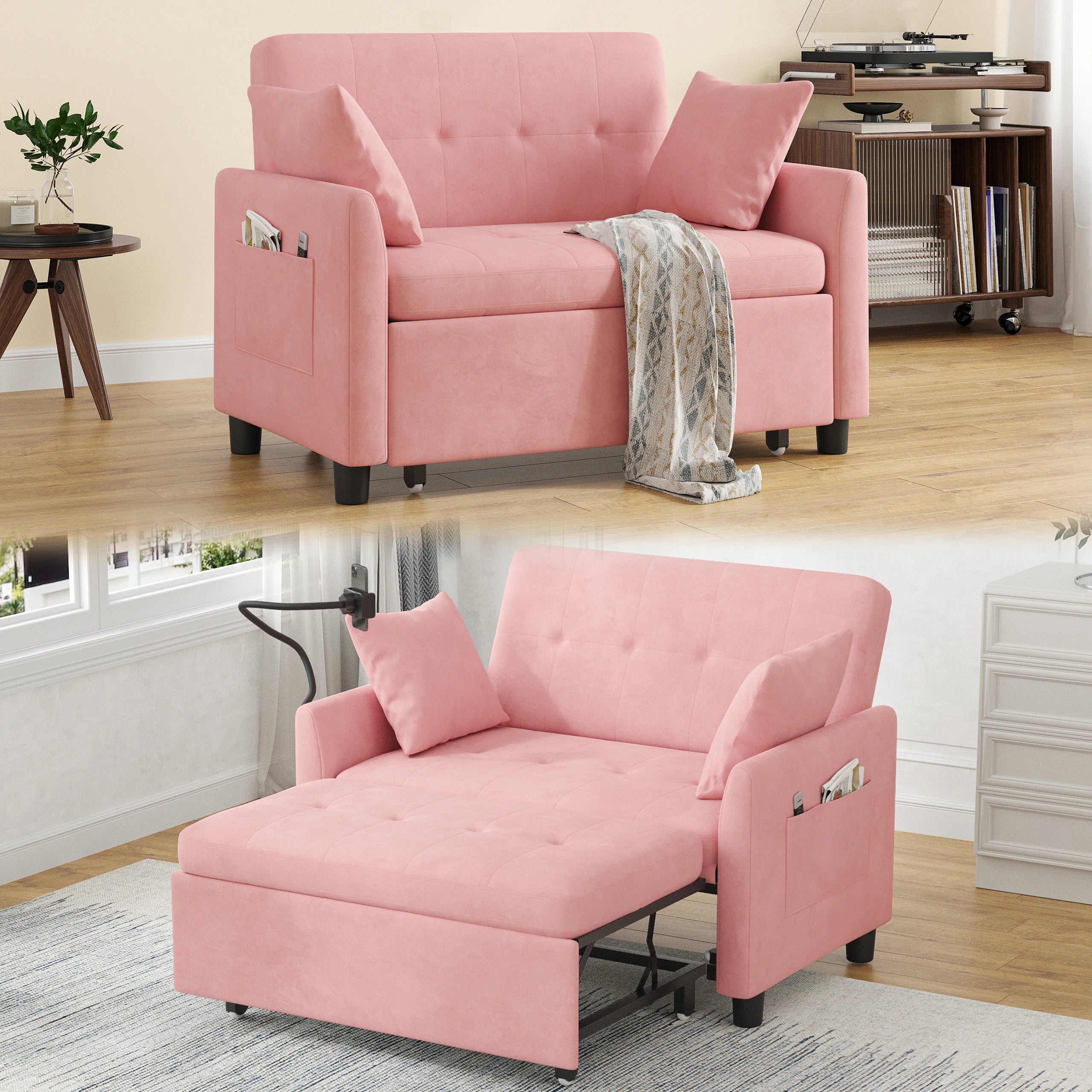 Someet Convertible Sleeper Chair Bed With USB Port