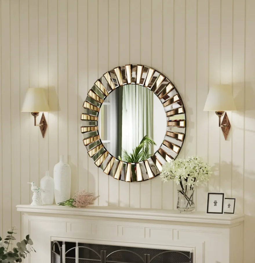 Round Starburst Decorative Wall Mirror For Living Room Bedroom Bathroom