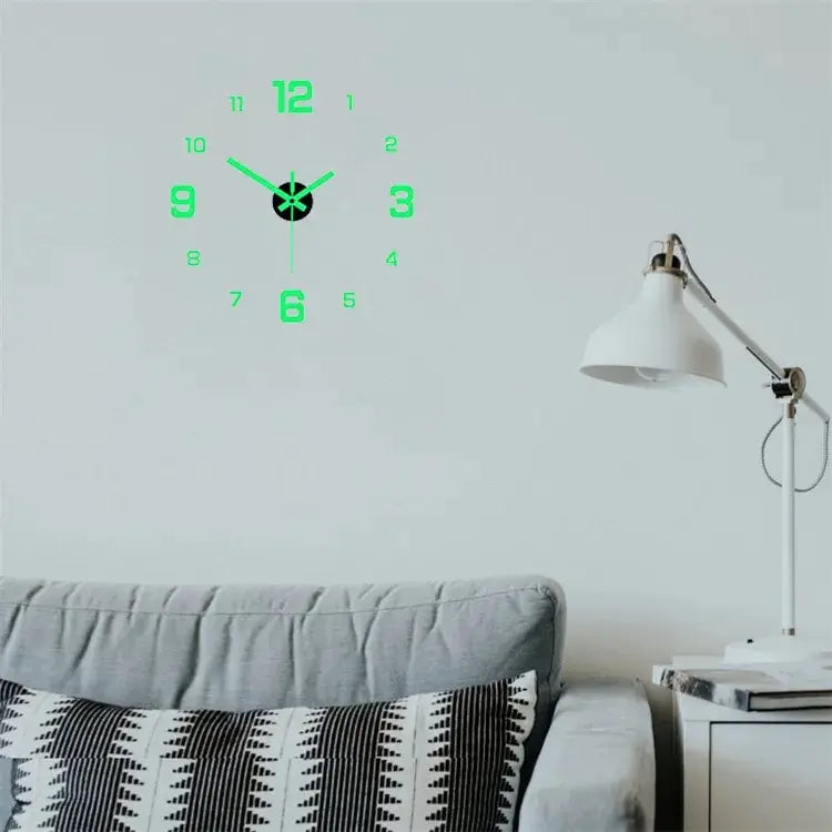 Luminous Digital Clock European Style DIY Silent Wall Sticker Clock