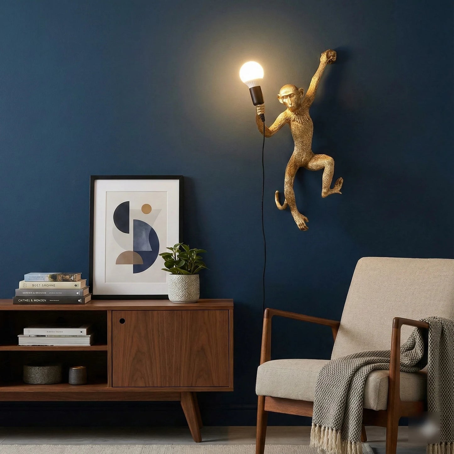 Retro Resin Monkey Wall Light With Switch
