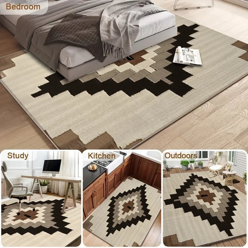 VIKAMA Moroccan Geometry Area Rug Modern Wabi Sabi Living Room