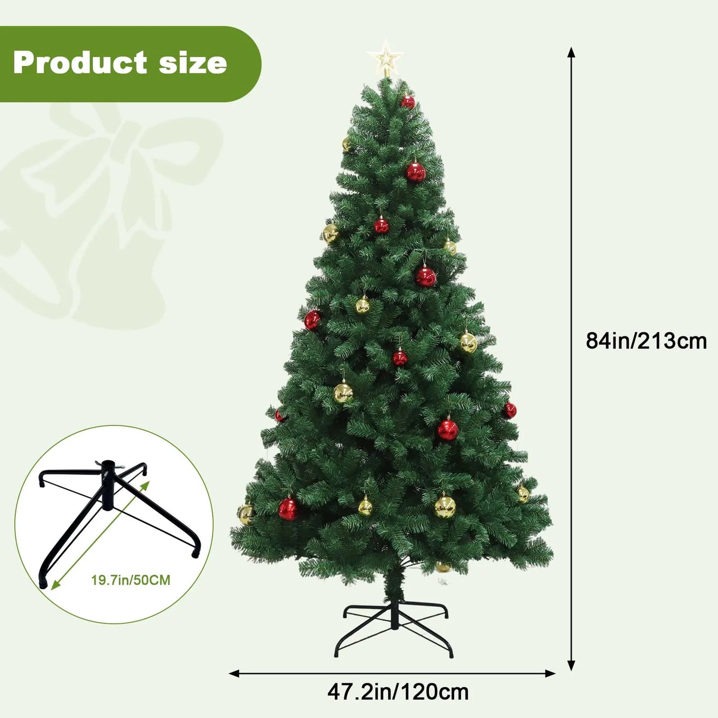 Artificial Hinged Christmas Tree With LED Lights 8 Lighting Modes