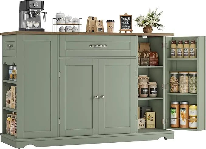 Guangbai Kitchen Island Cart With Storage And Wheels 2 Drawers