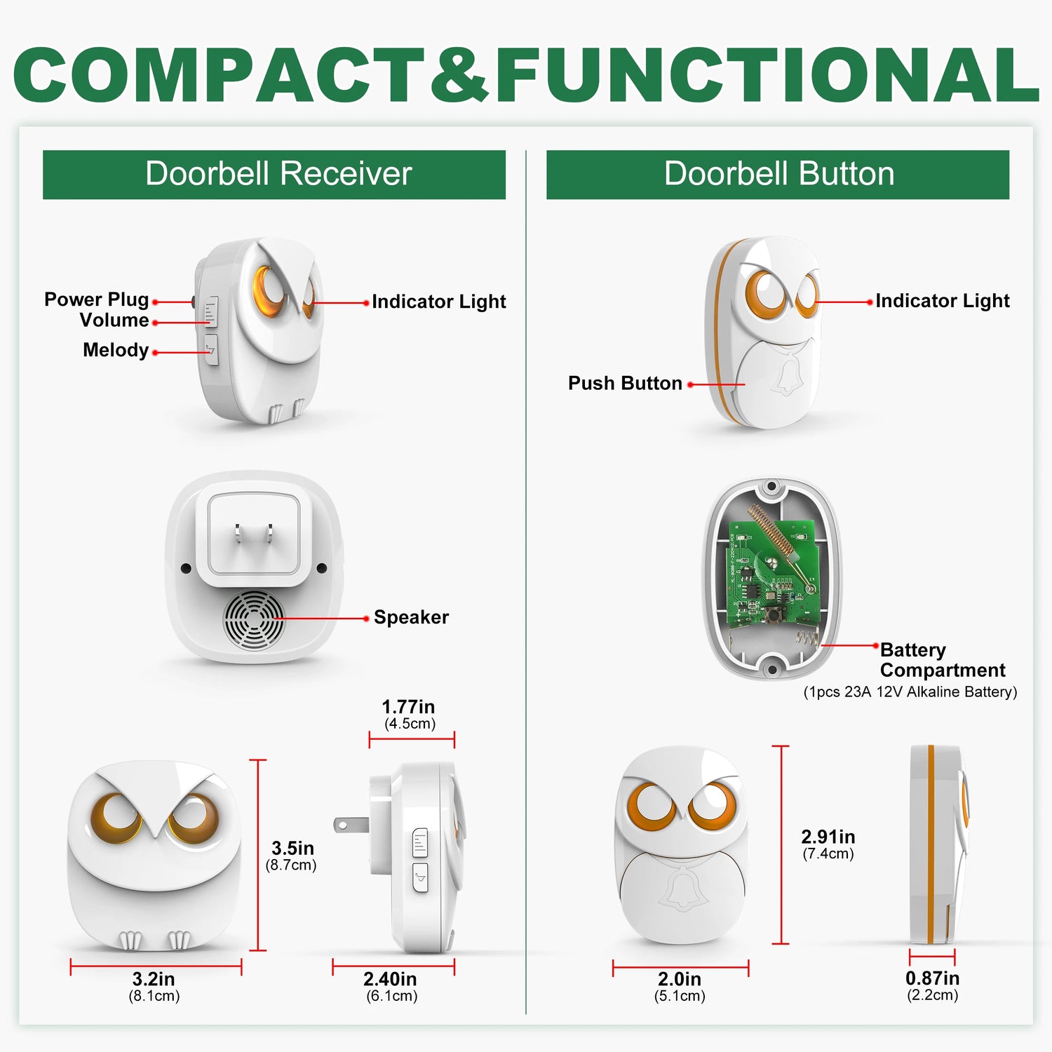 HTZSAFE Wireless Doorbell Chime Long Range 300m Waterproof Outdoor