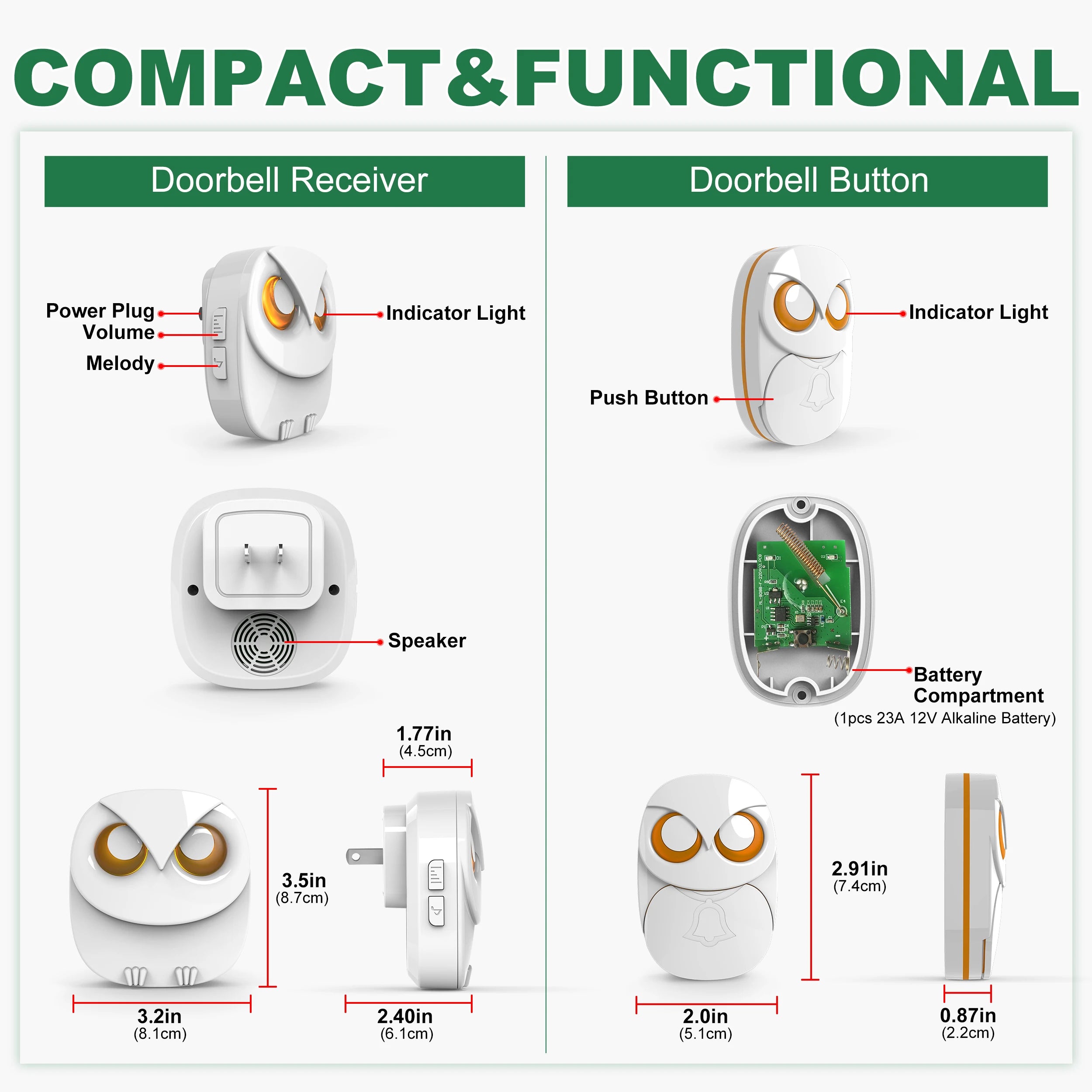 HTZSAFE Wireless Doorbell Chime Long Range 300m Waterproof Outdoor