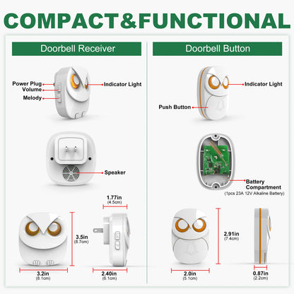 HTZSAFE Wireless Doorbell Chime Long Range 300m Waterproof Outdoor