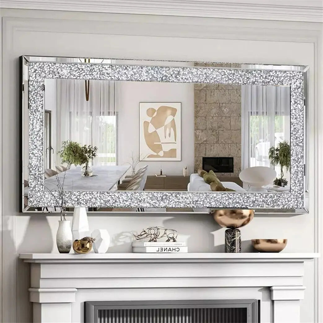 Crystal Crush Diamond Wall Mirror Framed Rectangle
