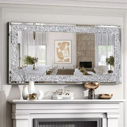 Crystal Crush Diamond Wall Mirror Framed Rectangle