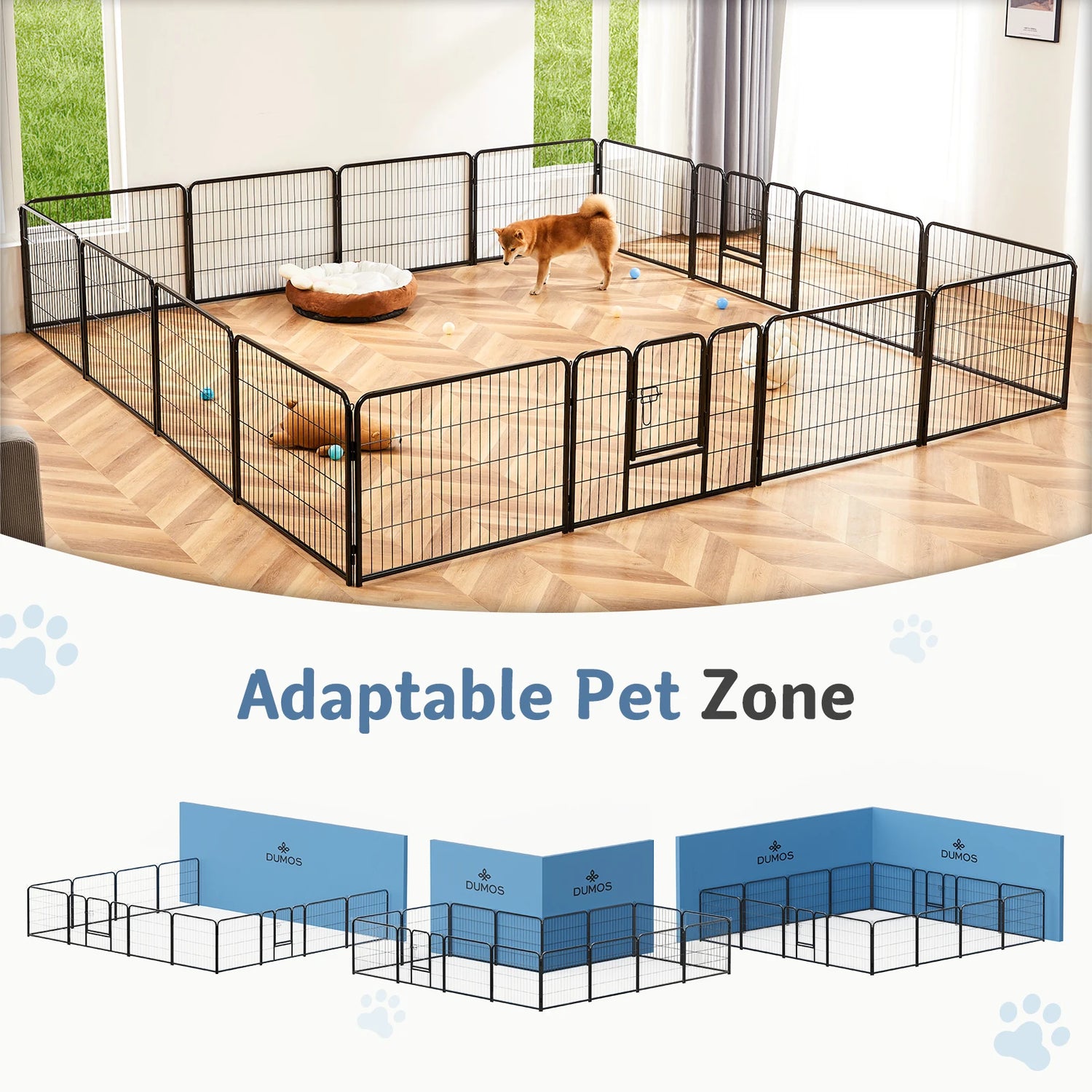 JHK Dog Playpen Metal Fence Foldable Outdoor Yard Gate
