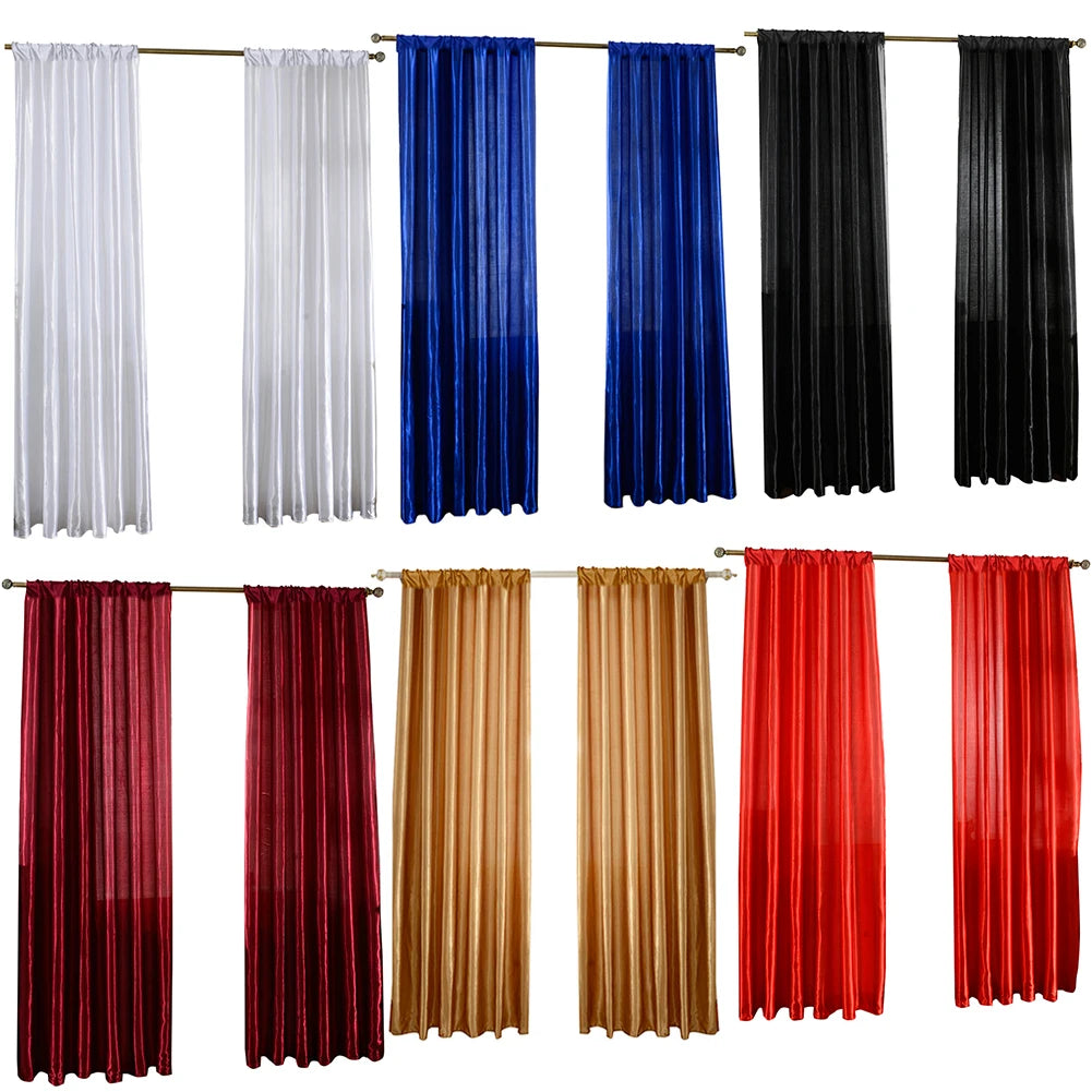 Satin Curtain For Living Room Semi Blackout Drape Panel