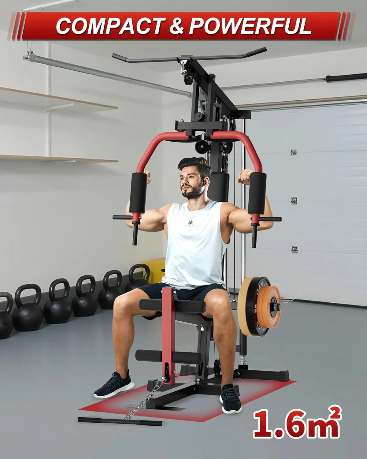 HiMISS Home Gym Machine for Full Body Strength Training Chest Press Lat Pulldown