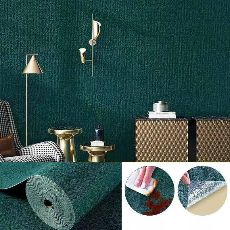 NONECN Linen 3D Foam Wallpaper Self-Adhesive PVC Waterproof Backdrop