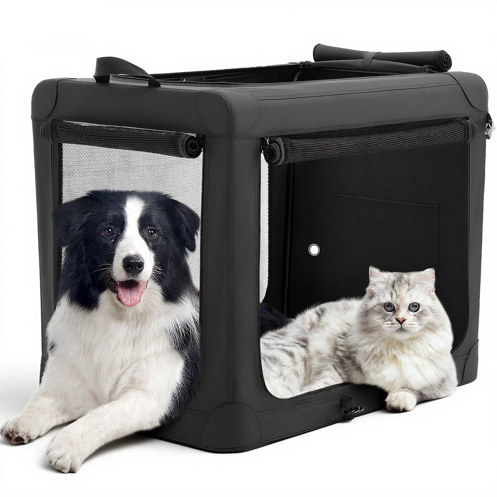 JHK Foldable Soft Dog Crate with Three Doors Portable Kennel