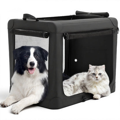 JHK Foldable Soft Dog Crate with Three Doors Portable Kennel