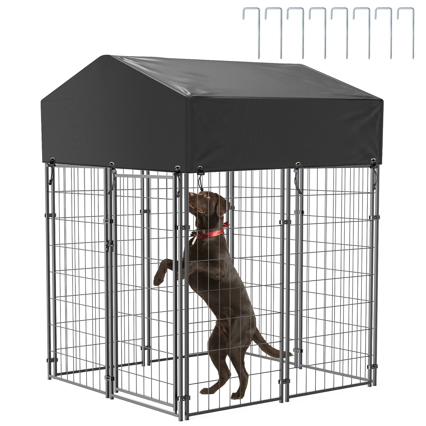 BINGOPAW Outdoor Dog Kennel With Welded Wire And Canopy