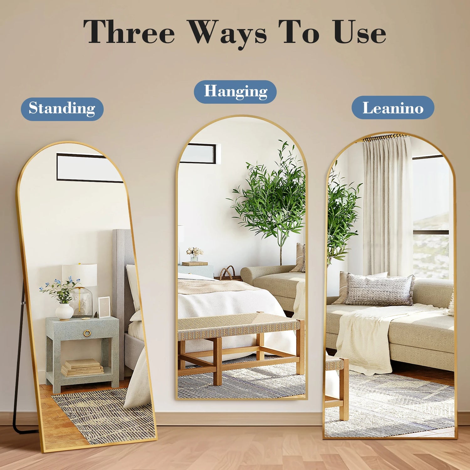 JHK Full Length Mirror With Aluminum Frame Leaning Or Standing